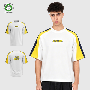 Camiseta de Manga Raglán de Algodón de Alta Calidad Personalizada, con Bloques de Color en Contraste, Estilo Streetwear, Talla Grande para Hombre - Product Image 1