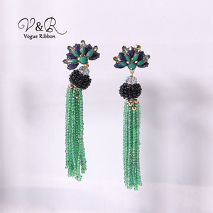 joyería hermosa espumosos de gota de lágrima de piedra de pavimentación declaración pendiente de cristal de Murano pendientes - Product Image 3