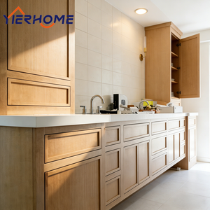 YIERHOME Mobile da <span class=keywords><strong>Cucina</strong></span> Stile Sedia <span class=keywords><strong>a</strong></span> Dondolo <span class=keywords><strong>con</strong></span> Ante in Legno Massello e Piano di Lavoro in Pietra di Quarzo Design Personalizzato - Product Image 1