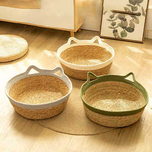 Panier pour animaux de compagnie en corde de coton tressée, nid douillet et chaud pour l'intérieur, maison de couchage pour chat, chien, chiot, chaton, petit animal, fait main, naturel - Product Image 3