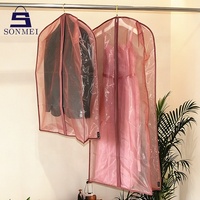 Ensemble de housses de vêtements en organza rose clair anti-poussière de qualité supérieure pour magasin de vêtements