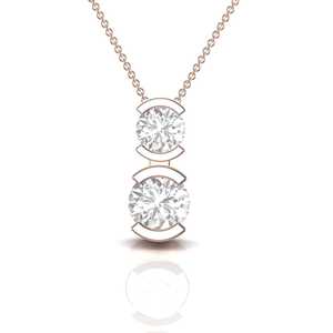 Pendentif pour femme en or blanc 14 carats massif, demi-serti, diamant de 0,34 carats, chaîne personnalisée, cadeau de Noël - Product Image 4