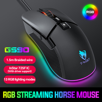 Souris de jeu filaire T-WOLF G590, souris ergonomique RGB, souris de jeu filaire USB, souris de jeu rétroéclairée 7D, 7200 DPI pour PC, ordinateur portable