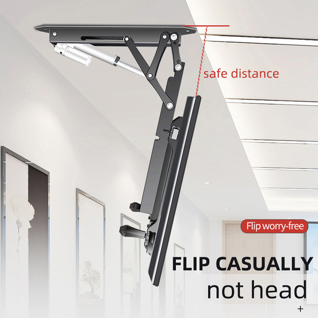 Smart Home Motorized TV Ceiling Mount Remote Control Tilting Adjustable Height Function Flat Distance Steel Bracket