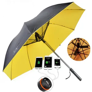 Uv koruyucu ile lityum pil ile 27 inç büyük gölgelik güç bankası şemsiye Usb şarj Fan şemsiye