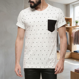 เสื้อยืดผู้ชายผ้าเจอร์ซีย์คอตตอน 100% พิมพ์ลายทั่วตัว ป้องกันการหดตัวและป้องกันการเป็นขุย ผลิตในบังกลาเทศ - Product Image 2