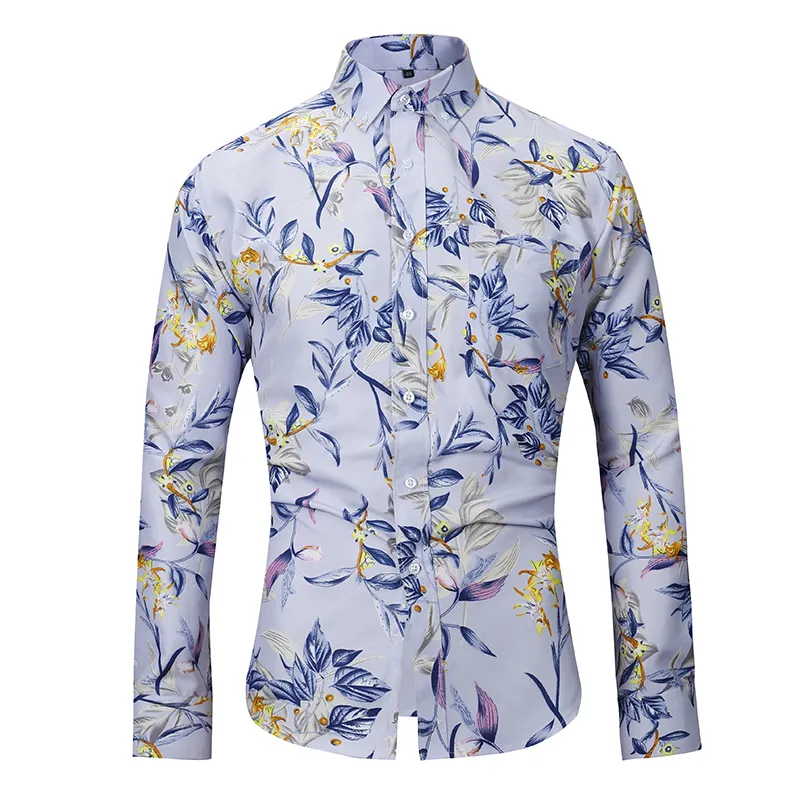 Long Sleeve Printed Shirts Men's New Slim Fashion Floral Shirts Custom Plus Size Men's Clothes chemise