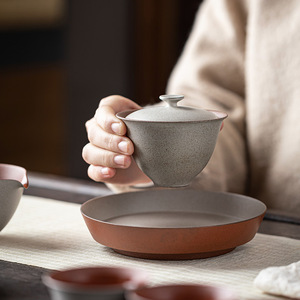 Guanlan Coarse Pottery Gaiwan Gray Glaze With Lid For Kung Fu <b>Tea</b> <b>Set</b> - Product Image 5