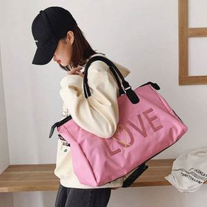 Sac de voyage court pour femme, motif lettres 'Love', sac de sport et de fitness, sac de week-end portable pour femme - Product Image 2