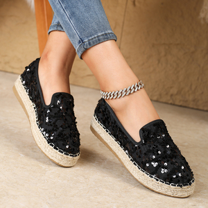 2025 printemps nouveau plat pêcheur chaussures femmes diamant paillettes bout fermé Espadrilles décontracté sans lacet chaussures pour dames - Product Image 6