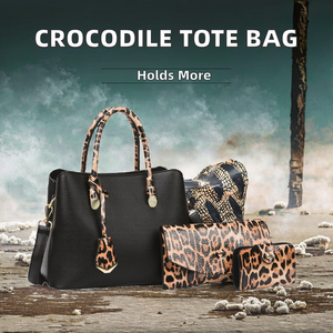 Sac à main de luxe pour femme en imprimé crocodile, en PU, avec fermeture éclair, grand sac fourre-tout, mode extérieure, voyage, toutes saisons - Product Image 2