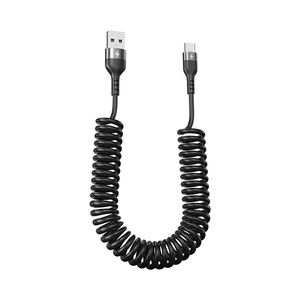 Cable DE DATOS 5A tipo C para teléfonos <span class=keywords><strong>Android</strong></span> Cable de carga rápida telescópico de resorte trenzado Compatible con Xiaomi para Samsung Car USB C - Product Image 1