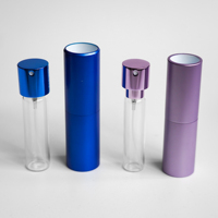 Atomiseur de parfum rechargeable en aluminium violet-bleu de 10 ml, surface givrée, à mécanisme rotatif, vente en gros directe usine, écologique, pour emballage
