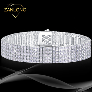 Zanlong 13570 di alta qualità <span class=keywords><strong>925</strong></span> Trendy argento Sterling bracciale Tennis per le donne 2mm Iced Moissanite 5 file gioielli eleganti - Product Image 1