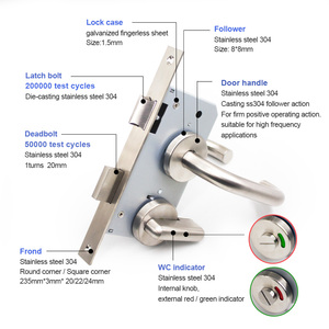 Serrure à pêne dormant pour <span class=keywords><strong>porte</strong></span> de salle de bain avec indicateur de toilettes européennes, <span class=keywords><strong>poignée</strong></span> de <span class=keywords><strong>porte</strong></span> avec indicateur de <span class=keywords><strong>WC</strong></span> - Product Image 3