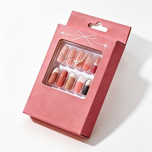 Boîte d'emballage personnalisée pour faux ongles, vente en gros, boîte en papier vide pour capsules d'ongles avec fenêtre et trou de suspension - Product Image 5