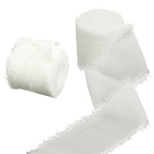 Rollo de cinta de seda de gasa con borde deshilachado para envolver decoración navideña de gran cantidad impresa personalizada - Product Image 2