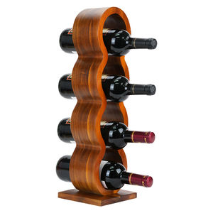Estante de almacenamiento de exhibición de vino de madera de acacia de estilo Retro <span class=keywords><strong>Vertical</strong></span>, soporte de 4 botellas para el hogar, Bar, encimera, soporte de madera decorativo - Product Image 1