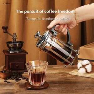French Press <b>Pot</b> and Manual Coffee Maker <b>Set</b> with Wooden Coffee Bean Grinder Coffee Utensil Activity Gifts <b>Set</b> - Product Image 6