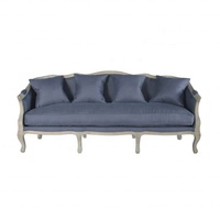 Canapé sectionnel antique de style provincial français Hoolnn HL329-3, trois places, revêtement en velours, housse amovible, sculpté à la main, pour salon