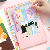 Simno Kit de papier pour scrapbooking esthétique animaux mignons et pelucheux, avec livre d'autocollants à motifs de chats de dessin animé, pour journal quotidien, collages et loisirs créatifs