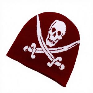 Custom Logo 3D Embroidery Beanie <b>Hat</b> Bold Skull Design Knitted Y2K Adult Fashion Streetwear Cycling Winter 100% Acrylic Perfect - Product Image 3