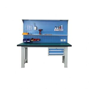 Industrial Workshop Staff Workstation Woodworking <b>Bench</b> with <b>Tool</b> Pegboard and Drawers Garage Storage Workbench - Product Image 2