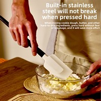 Spatule souple en silicone de qualité alimentaire avec manche en hêtre bicolore, résistante aux hautes températures, pour la pâtisserie et la crème, outil à gâteau