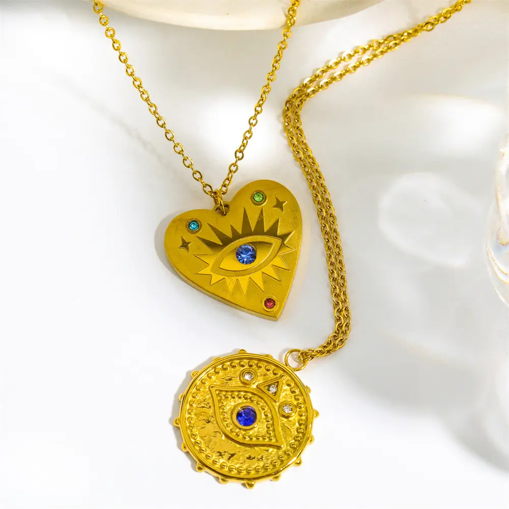 Carline Wholesale New Design Zircon Eye Necklace for Women Jewelry 316L Stainless Steel 18K Gold Plated Jewellery For Gift