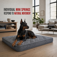 Matelas orthopédique pour chien à ressorts ensachés miniatures, gris matelassé, avec soutien réactif, pour lofts contemporains