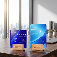 Plaque de récompense en cristal personnalisée ZP avec base en bois, trophée de reconnaissance pour le service de fidélité, souvenir d'entreprise, récompense en cristal