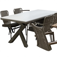 Table de jardin rectangulaire moderne en aluminium, résistante aux intempéries, pour terrasse et jardin