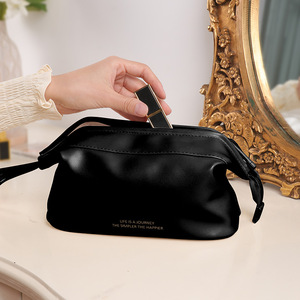 Bolsa de Maquillaje de Cuero con Cremallera, Duradera, Portátil, Impermeable, de Gran Capacidad, Lisa, para Viajes, <span class=keywords><strong>Moda</strong></span> para Mujer 2026 - Product Image 5