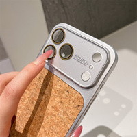 Casing HP iPhone 17 16 15 14 Pro Max dari Kayu Asli dengan Kaca Kamera Konversi, Bingkai Lensa Matte Warna-warni, Penutup Belakang Berbahan Kayu