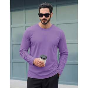 T-shirt à manches longues pour homme TACVASEN, col rond, 100% coton, respirant, tricoté, uni, basique, sous-vêtement, coupe confortable - Product Image 1