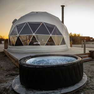 Dôme géodésique de luxe pour glamping en plein air, 6 m, en PVC transparent, avec salle de bain - Product Image 1