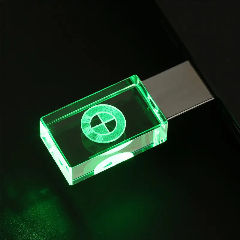 Groothandel Crystal Memoria Usb Flash Drive High-Speed 32Gb 64Gb Cle Usb Sleutel 2.0 Pen Drive Met Led Light U Disk