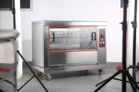 Four à rôtisserie électrique commercial avec bouclier en verre frontal, gril rotatif en acier inoxydable pour restaurants et traiteurs