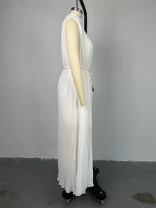 S-2XL nuovi abiti alla <span class=keywords><strong>moda</strong></span> e minimalisti da europa e America mezza scollatura alta in vita legata abito di media lunghezza - Product Image 5