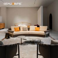 Italienisches Designer High-End Gebogenes Sektionalsofa Moore Rundes Sofa aus Echtleder für Luxusvilla Wohnzimmer