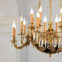 Lustre en cristal européen de luxe, statue d'ange dorée, luminaire suspendu pour hall d'hôtel, décoration de villa