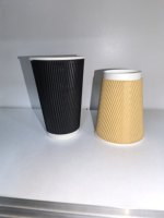 Gobelets en papier ondulé à double paroi jetables, recyclables, gobelets à café bruns dorés