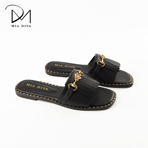 Nuovi Arrivi <span class=keywords><strong>MIA</strong></span> DIVA Ciabatte da Donna Sportive ed Eleganti con Applicazioni Dorate, Tomaia in PU, Comode con Punta Quadrata, per Estate, Primavera, Casual e Ufficio - Product Image 1