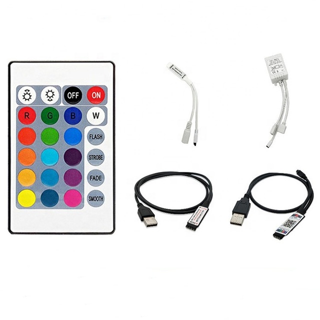 IR Infrared 24Keys Remote Controller USB Dimmer RGB Led Wireless Controllers for SMD 5050 5630 2835 3528 3014 Led Strip Lighting