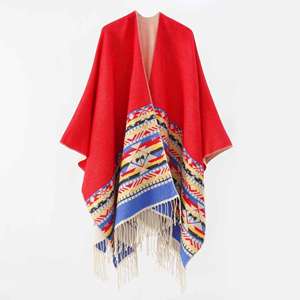 Costume Classic <b>Wool</b> Long Towel Mexican Ponchos <b>Capes</b> Women Winter Warm Open Front Hooded Shawl Tassel Outdoor Activities - Product Image 5