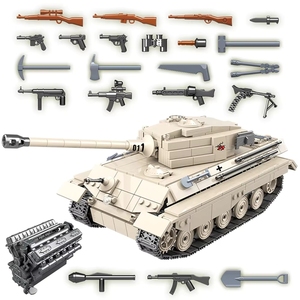 QUANGUAN 100066 WW2 <span class=keywords><strong>King</strong></span> Tank Soldier Weapon DIY Plastic Educational Brick Sets Toys for Children Building Blocks - Product Image 3