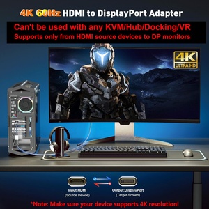 Adaptateur <span class=keywords><strong>HDMI</strong></span> vers <span class=keywords><strong>DisplayPort</strong></span> SYONG actif 4K 60Hz, convertisseur mâle vers femelle avec circuit intégré pour PS4, PS5, Raspberry Pi, Xbox One, PC, ordinateur portable - Product Image 2