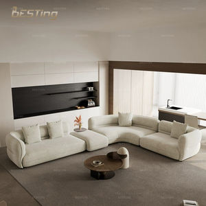 Canapé <span class=keywords><strong>italien</strong></span> de luxe au design moderne, droit/<span class=keywords><strong>angle</strong></span>, canapé modulable incurvé en tissu marron personnalisé - Product Image 1