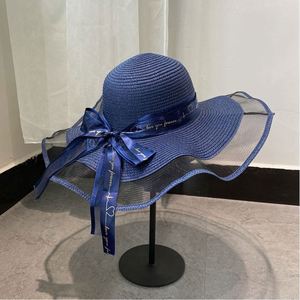 Wholesale Women's Summer <b>Hats</b> Paper <b>Straw</b> Sun Beach <b>Hat</b> Lace Brim Sun Bucket <b>Hat</b> With Ribbon - Product Image 5