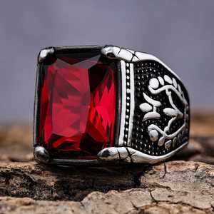 Low MOQ Wholesale Price Fashion Accessories Nordic Hot <b>Retro</b> Set Tulip Gemstone Nested Stainless Steel Men Rings - Product Image 3